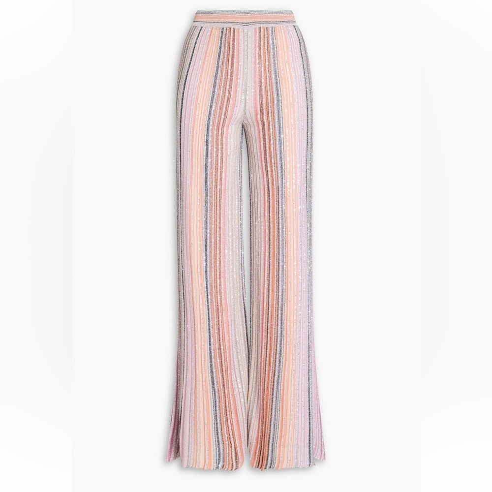 Missoni Pink Knit Sequin Striped Pants - Picture 5 of 7